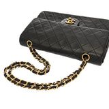 CHANEL シャネル マトラッセ Wフラップ チェーンショルダー 25cm ブラック A01112 レディース ラムスキン ショルダーバッグ Bランク 中古 銀蔵