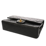 CHANEL シャネル マトラッセ Wフラップ チェーンショルダー 25cm ブラック A01112 レディース ラムスキン ショルダーバッグ Bランク 中古 銀蔵