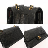 CHANEL シャネル マトラッセ Wフラップ チェーンショルダー 25cm ブラック A01112 レディース ラムスキン ショルダーバッグ Bランク 中古 銀蔵