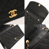 CHANEL シャネル ダイアナ 25cm チェーンショルダー ブラック A01165 レディース ラムスキン ショルダーバッグ Bランク 中古 銀蔵