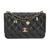 CHANEL シャネル マトラッセ チェーンウォレット チャーム付 ブラック AP4537 レディース ラムスキン ショルダーバッグ Aランク 中古 銀蔵
