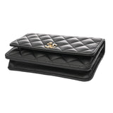 CHANEL シャネル マトラッセ チェーンウォレット チャーム付 ブラック AP4537 レディース ラムスキン ショルダーバッグ Aランク 中古 銀蔵