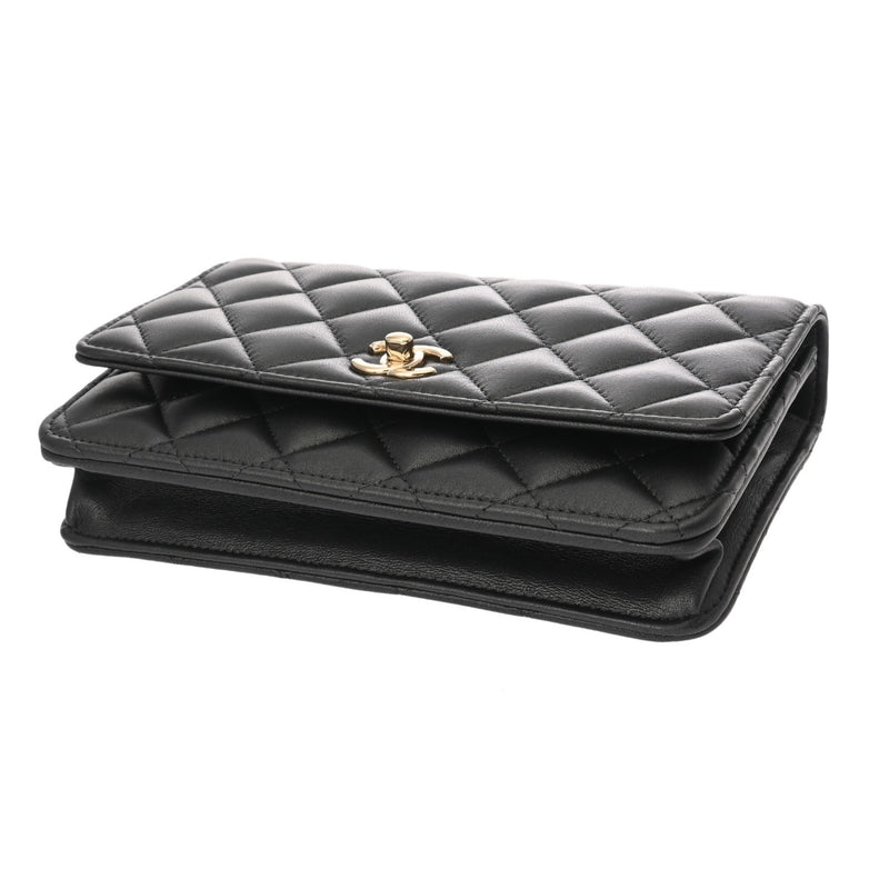 CHANEL シャネル マトラッセ チェーンウォレット チャーム付 ブラック AP4537 レディース ラムスキン ショルダーバッグ Aランク 中古 銀蔵