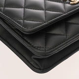 CHANEL シャネル マトラッセ チェーンウォレット チャーム付 ブラック AP4537 レディース ラムスキン ショルダーバッグ Aランク 中古 銀蔵