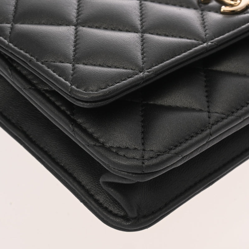 CHANEL シャネル マトラッセ チェーンウォレット チャーム付 ブラック AP4537 レディース ラムスキン ショルダーバッグ Aランク 中古 銀蔵
