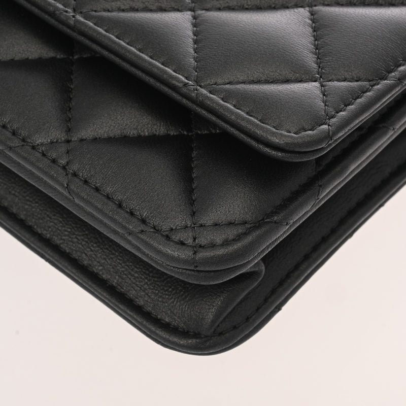 CHANEL シャネル マトラッセ チェーンウォレット チャーム付 ブラック AP4537 レディース ラムスキン ショルダーバッグ Aランク 中古 銀蔵