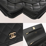 CHANEL シャネル マトラッセ チェーンウォレット チャーム付 ブラック AP4537 レディース ラムスキン ショルダーバッグ Aランク 中古 銀蔵
