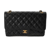 CHANEL シャネル マトラッセ チェーンショルダー 30cm Wフラップ ブラック A58600 レディース キャビアスキン ショルダーバッグ Aランク 中古 銀蔵