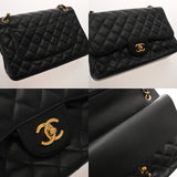 CHANEL シャネル マトラッセ チェーンショルダー 30cm Wフラップ ブラック A58600 レディース キャビアスキン ショルダーバッグ Aランク 中古 銀蔵
