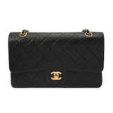 CHANEL シャネル マトラッセ Wフラップ チェーンショルダー 25cm ブラック A01112 レディース ラムスキン ショルダーバッグ ABランク 中古 銀蔵