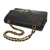 CHANEL シャネル マトラッセ Wフラップ チェーンショルダー 25cm ブラック A01112 レディース ラムスキン ショルダーバッグ ABランク 中古 銀蔵