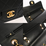 CHANEL シャネル マトラッセ Wフラップ チェーンショルダー 25cm ブラック A01112 レディース ラムスキン ショルダーバッグ ABランク 中古 銀蔵