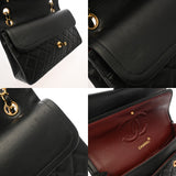 CHANEL シャネル マトラッセ Wフラップ チェーンショルダー 25cm ブラック A01112 レディース ラムスキン ショルダーバッグ ABランク 中古 銀蔵