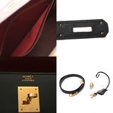 HERMES エルメス ケリー 32 外縫い トリコロール ルージュアッシュ/グリーン系/ネイビー系 〇U刻印(1991年頃) レディース ボックスカーフ ハンドバッグ ABランク 中古 銀蔵