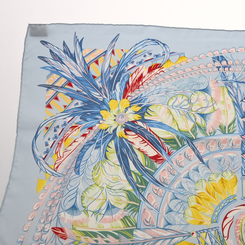 HERMES エルメス カレ90 DANSE PACIFIQUE ブルー/マルチ レディース シルク100％ スカーフ Aランク 中古 銀蔵