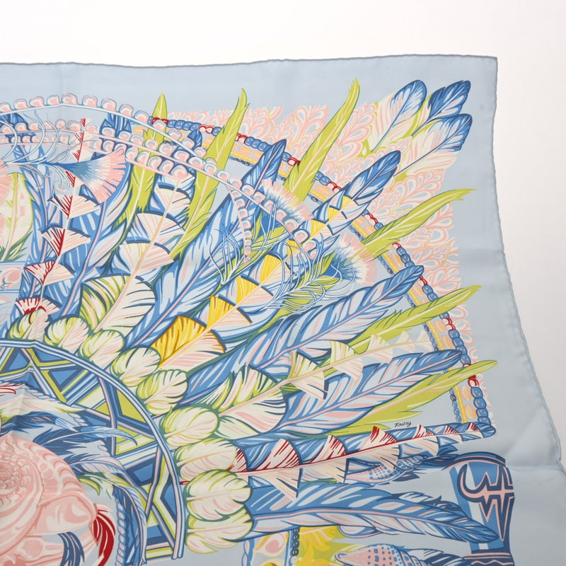 HERMES エルメス カレ90 DANSE PACIFIQUE ブルー/マルチ レディース シルク100％ スカーフ Aランク 中古 銀蔵