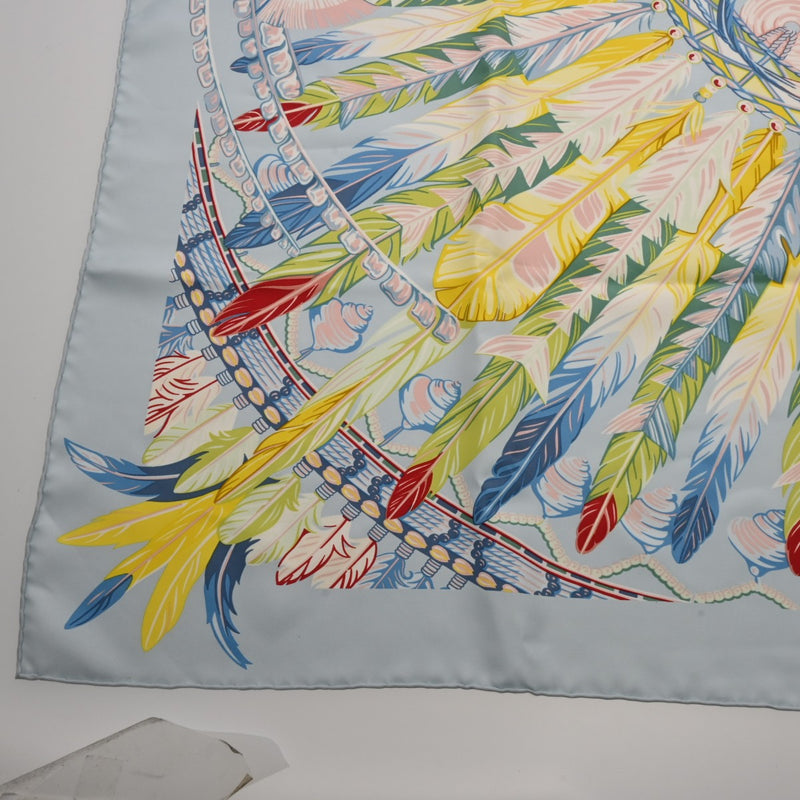 HERMES エルメス カレ90 DANSE PACIFIQUE ブルー/マルチ レディース シルク100％ スカーフ Aランク 中古 銀蔵