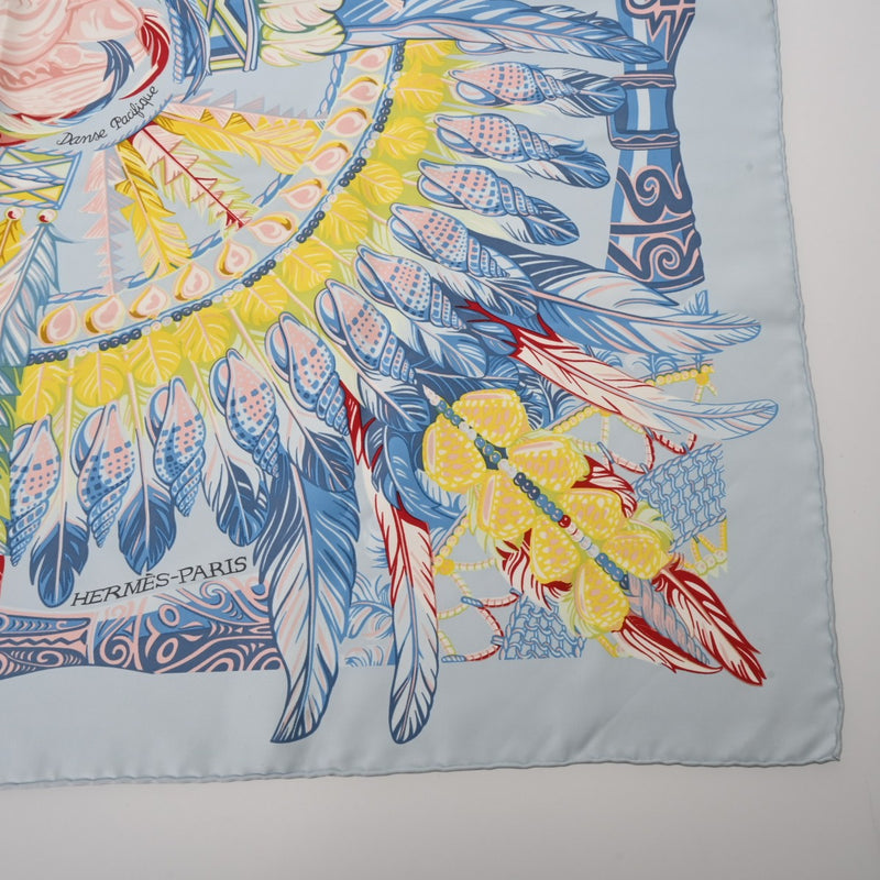 HERMES エルメス カレ90 DANSE PACIFIQUE ブルー/マルチ レディース シルク100％ スカーフ Aランク 中古 銀蔵