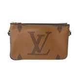 LOUIS VUITTON ルイヴィトン モノグラムジャイアント リバース ポシェットドゥーブルジップ ブラウン M69203 レディース モノグラムキャンバス ショルダーバッグ Aランク 中古 銀蔵