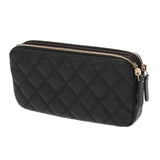 CHANEL シャネル Wファスナーチェーンウォレット ブラック A82527 レディース キャビアスキン ショルダーバッグ Aランク 中古 銀蔵
