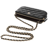 CHANEL シャネル Wファスナーチェーンウォレット ブラック A82527 レディース キャビアスキン ショルダーバッグ Aランク 中古 銀蔵