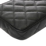 CHANEL シャネル Wファスナーチェーンウォレット ブラック A82527 レディース キャビアスキン ショルダーバッグ Aランク 中古 銀蔵