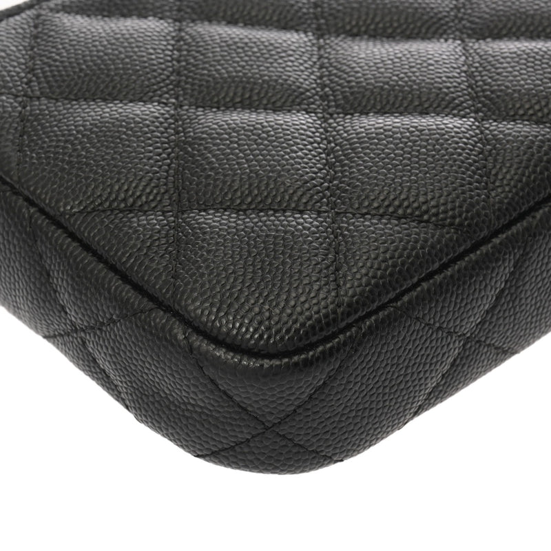 CHANEL シャネル Wファスナーチェーンウォレット ブラック A82527 レディース キャビアスキン ショルダーバッグ Aランク 中古 銀蔵