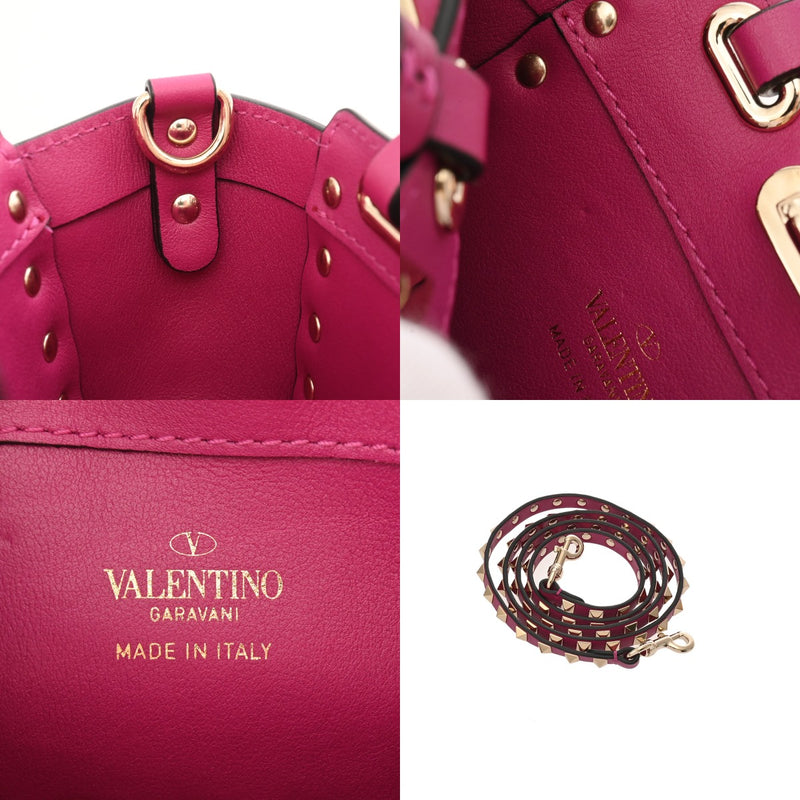VALENTINO ヴァレンティノ 2WAY ミニ ロックスタッズ パープル レディース レザー ショルダーバッグ Aランク 中古 銀蔵