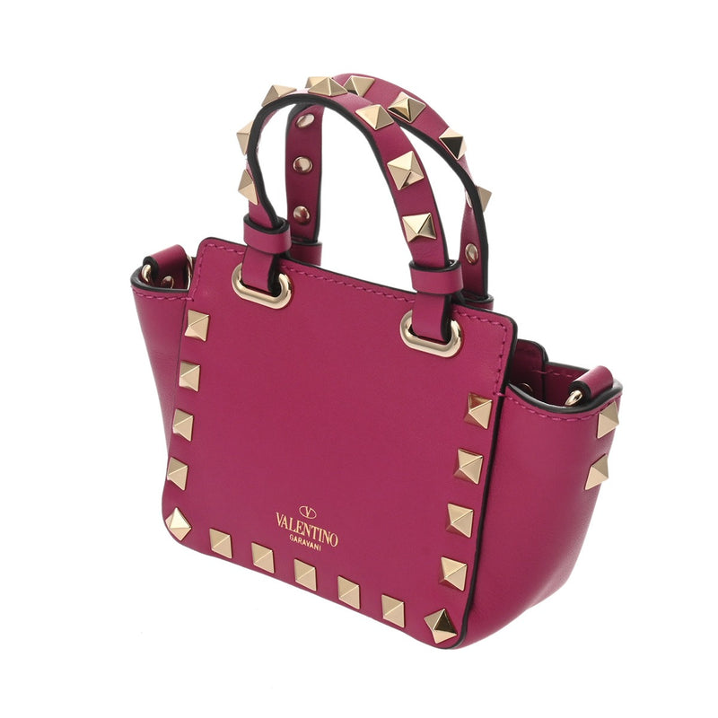 VALENTINO ヴァレンティノ 2WAY ミニ ロックスタッズ パープル レディース レザー ショルダーバッグ Aランク 中古 銀蔵