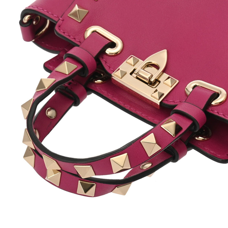 VALENTINO ヴァレンティノ 2WAY ミニ ロックスタッズ パープル レディース レザー ショルダーバッグ Aランク 中古 銀蔵