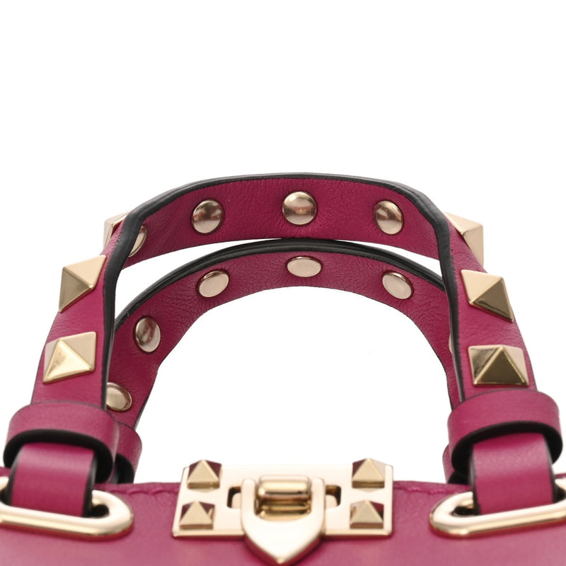 VALENTINO ヴァレンティノ 2WAY ミニ ロックスタッズ パープル レディース レザー ショルダーバッグ Aランク 中古 銀蔵