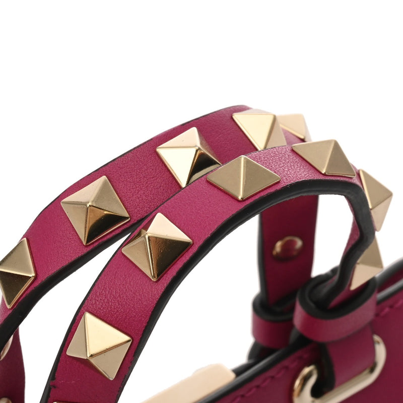 VALENTINO ヴァレンティノ 2WAY ミニ ロックスタッズ パープル レディース レザー ショルダーバッグ Aランク 中古 銀蔵