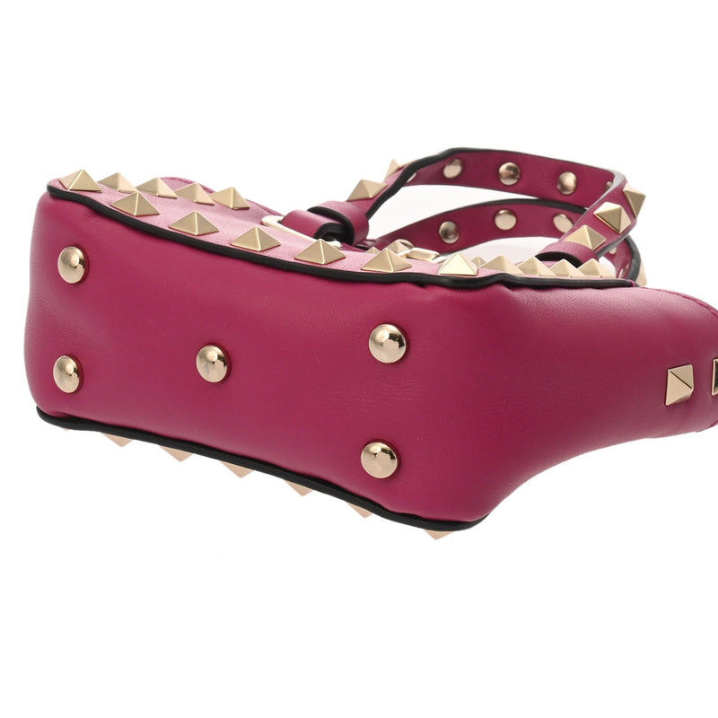 VALENTINO ヴァレンティノ 2WAY ミニ ロックスタッズ パープル レディース レザー ショルダーバッグ Aランク 中古 銀蔵