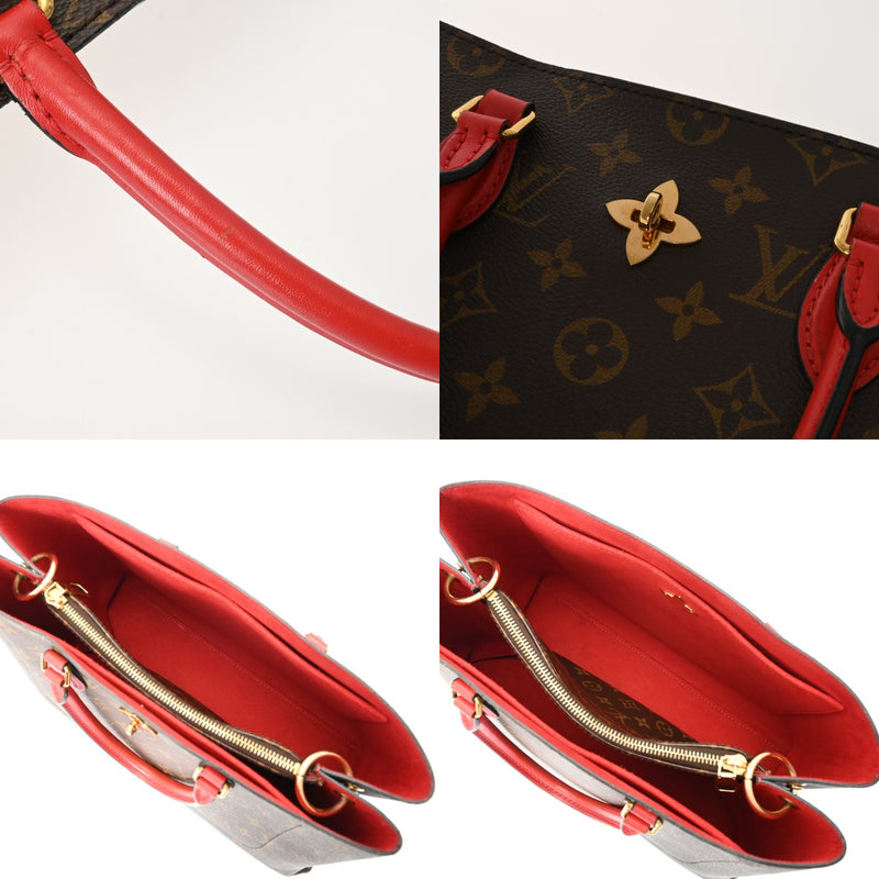 LOUIS VUITTON ルイヴィトン モノグラム フラワートート 2WAY コクリコ M43553 レディース モノグラムキャンバス ハンドバッグ Bランク 中古 銀蔵