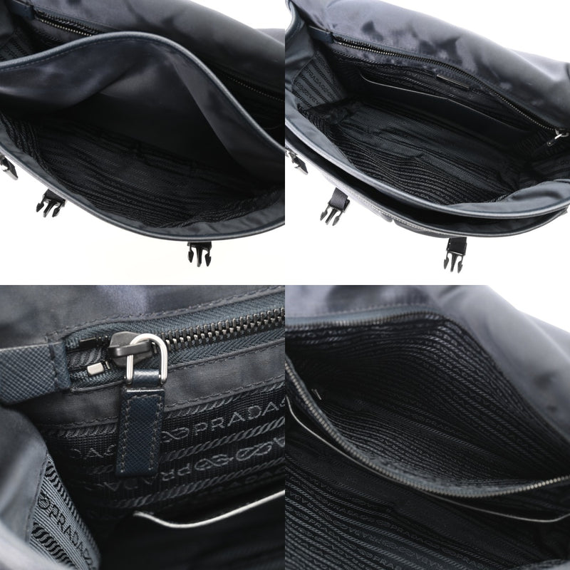 PRADA プラダ ロゴ フラップバッグ ネイビー 2VD769 ユニセックス ナイロン ショルダーバッグ ABランク 中古 銀蔵