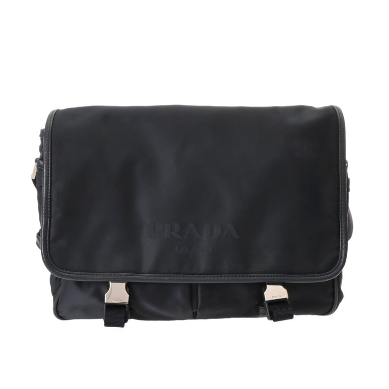 PRADA プラダ ロゴ フラップバッグ ネイビー 2VD769 ユニセックス ナイロン ショルダーバッグ ABランク 中古 銀蔵