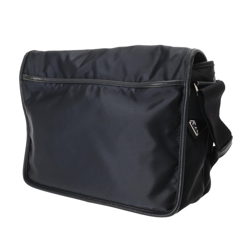 PRADA プラダ ロゴ フラップバッグ ネイビー 2VD769 ユニセックス ナイロン ショルダーバッグ ABランク 中古 銀蔵