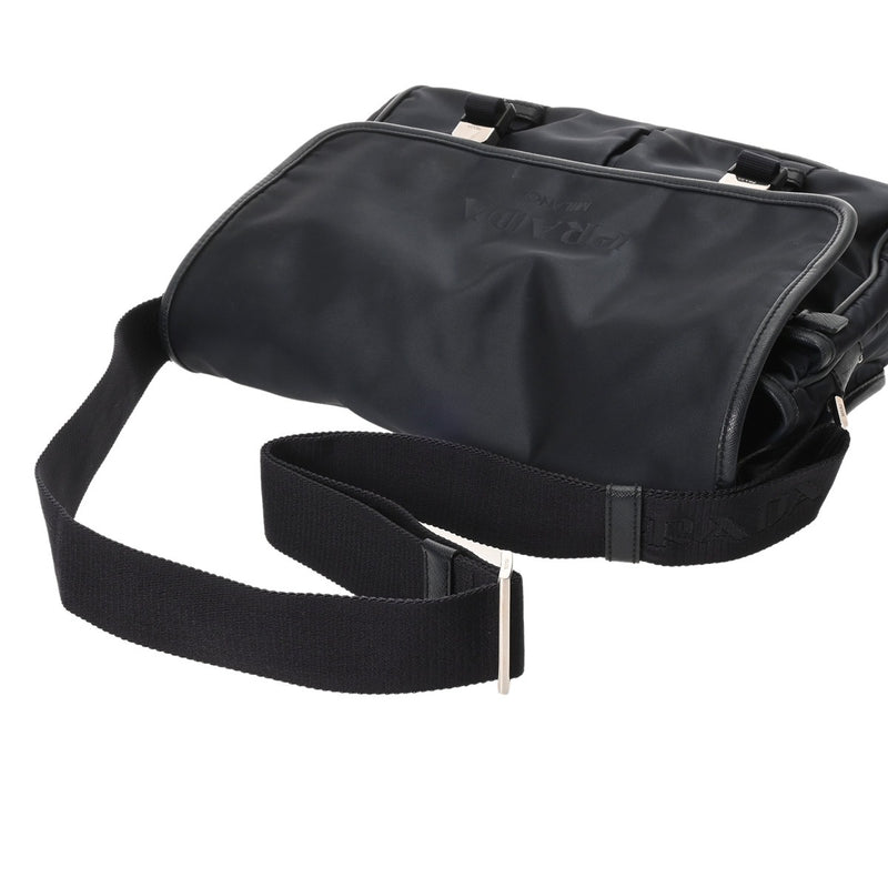 PRADA プラダ ロゴ フラップバッグ ネイビー 2VD769 ユニセックス ナイロン ショルダーバッグ ABランク 中古 銀蔵