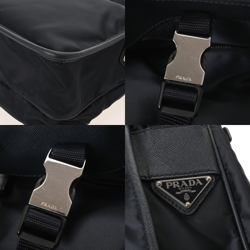 PRADA プラダ ロゴ フラップバッグ ネイビー 2VD769 ユニセックス ナイロン ショルダーバッグ ABランク 中古 銀蔵