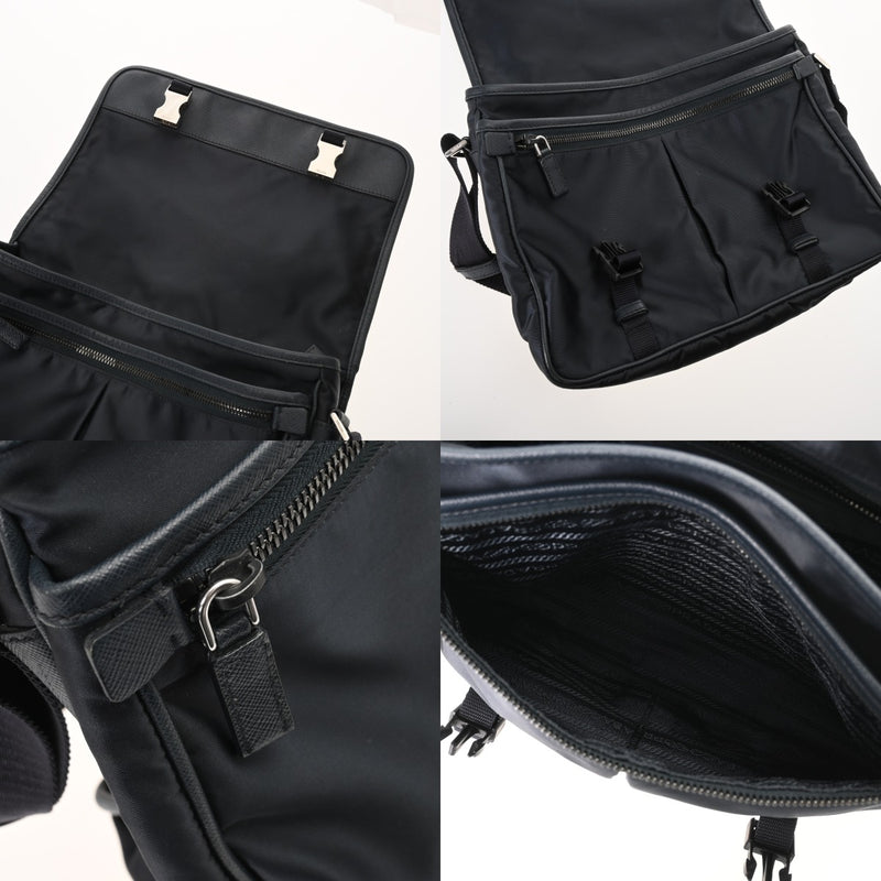 PRADA プラダ ロゴ フラップバッグ ネイビー 2VD769 ユニセックス ナイロン ショルダーバッグ ABランク 中古 銀蔵
