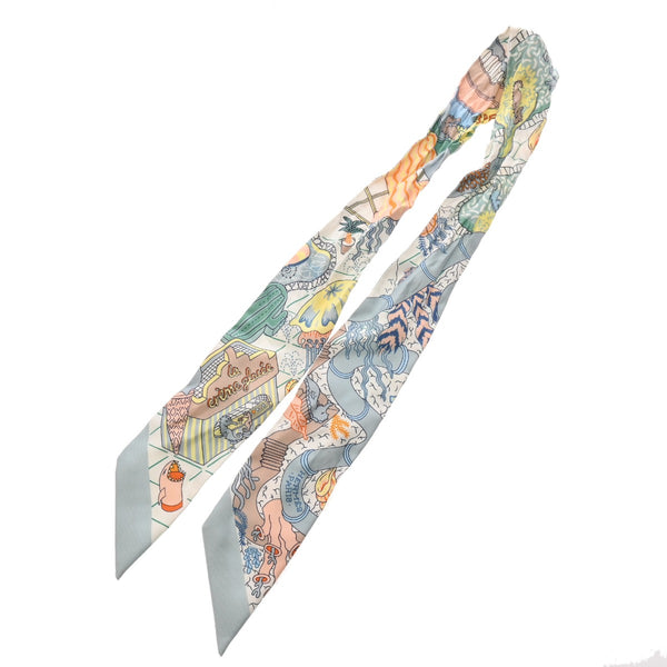 HERMES エルメス ツイリー SPLASH PARK ライトブルー系/マルチカラー レディース シルク100％ スカーフ ABランク 中古 銀蔵