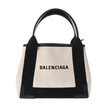 BALENCIAGA バレンシアガ ネイビーカバス XS 2WAY ホワイト/ブラック 390346 レディース キャンバス レザー ハンドバッグ Aランク 中古 銀蔵