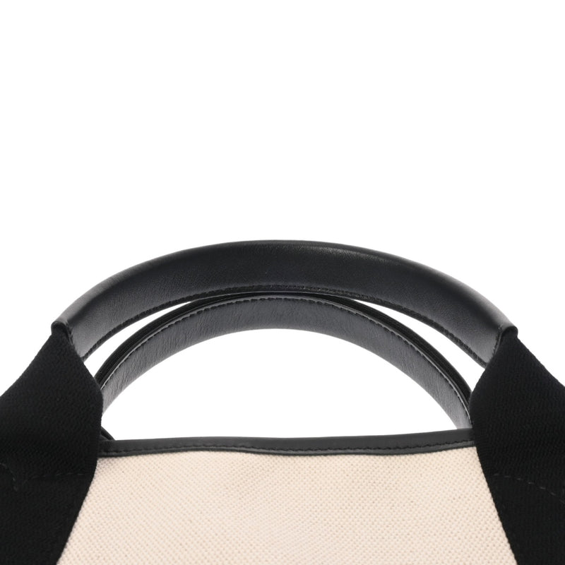 BALENCIAGA バレンシアガ ネイビーカバス XS 2WAY ホワイト/ブラック 390346 レディース キャンバス レザー ハンドバッグ Aランク 中古 銀蔵