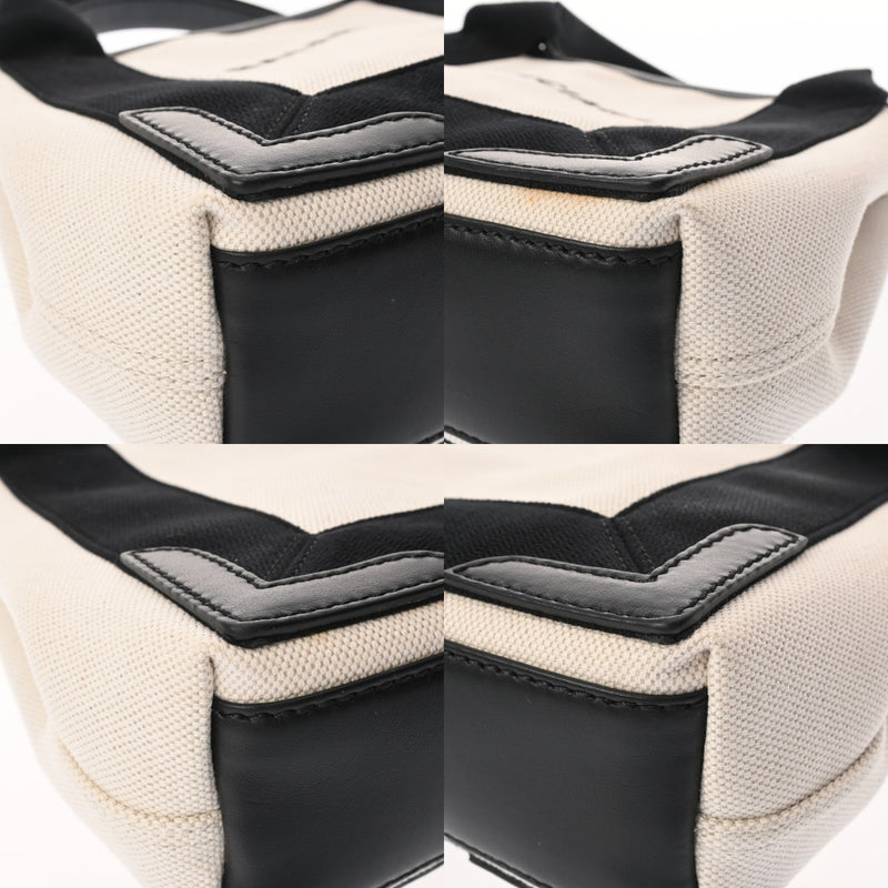 BALENCIAGA バレンシアガ ネイビーカバス XS 2WAY ホワイト/ブラック 390346 レディース キャンバス レザー ハンドバッグ Aランク 中古 銀蔵