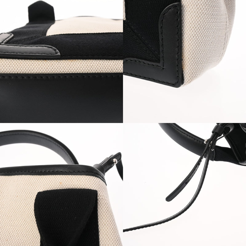 BALENCIAGA バレンシアガ ネイビーカバス XS 2WAY ホワイト/ブラック 390346 レディース キャンバス レザー ハンドバッグ Aランク 中古 銀蔵