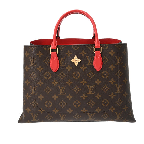 LOUIS VUITTON ルイヴィトン モノグラム フラワートート 2WAY コクリコ