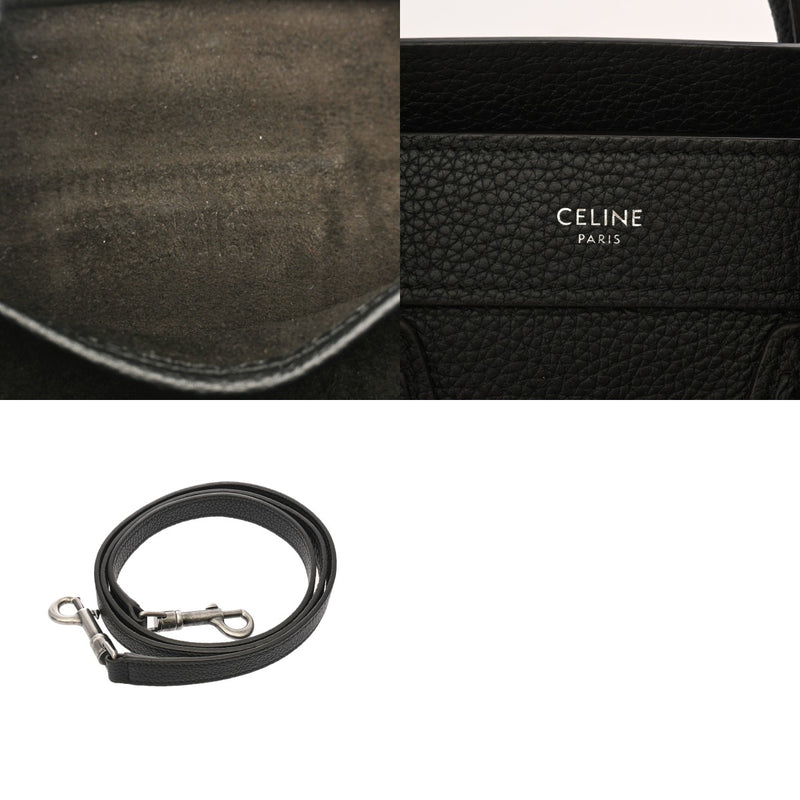 CELINE セリーヌ ラゲージ ナノ 2WAY ブラック 189243 レディース ドラムドカーフ ハンドバッグ Aランク 中古 銀蔵
