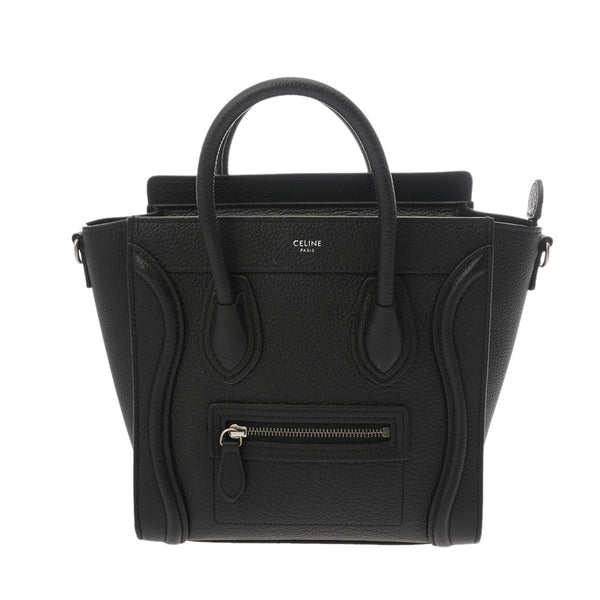 CELINE セリーヌ ラゲージ ナノ 2WAY ブラック 189243 レディース ドラムドカーフ ハンドバッグ Aランク 中古 銀蔵