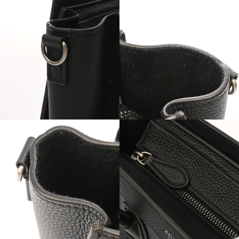 CELINE セリーヌ ラゲージ ナノ 2WAY ブラック 189243 レディース ドラムドカーフ ハンドバッグ Aランク 中古 銀蔵