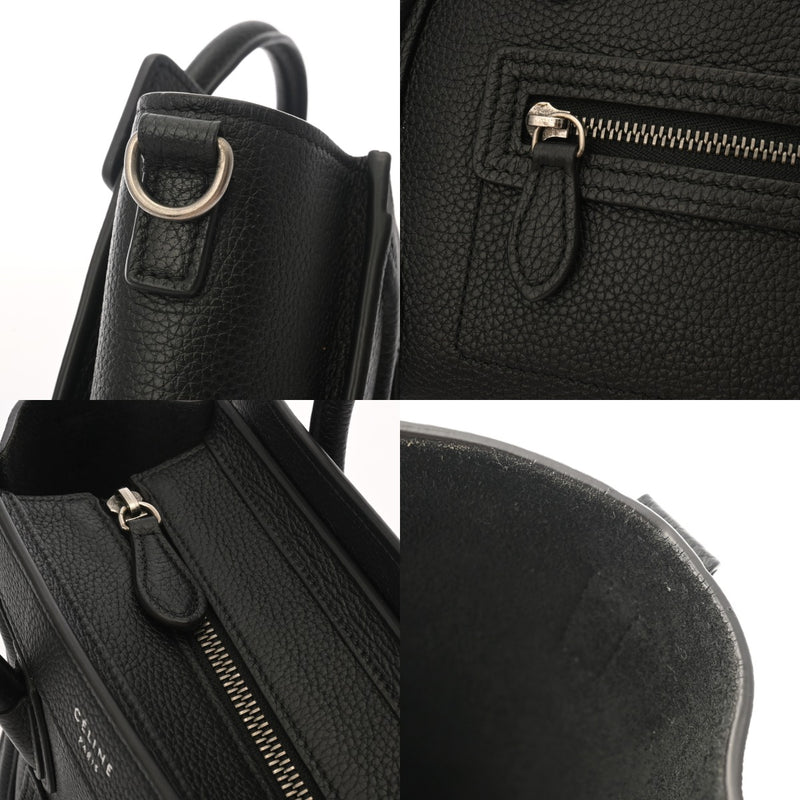 CELINE セリーヌ ラゲージ ナノ 2WAY ブラック 189243 レディース ドラムドカーフ ハンドバッグ ABランク 中古 銀蔵